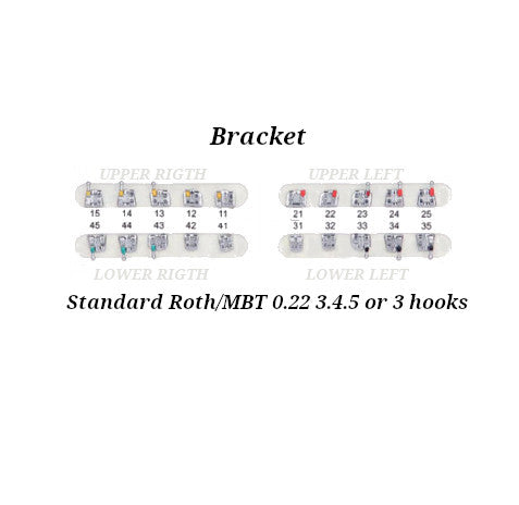 Brackets Standard MBT | Roth 0.22 3-4-5 or 3 hooks