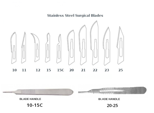Blades Surgical Stainless Steel Box 100 pcs and Blade Handles
